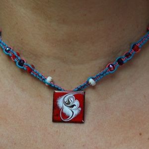 Swirl pendant shell beads hemp necklace handmade